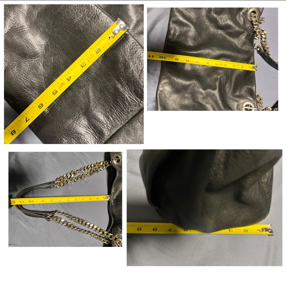 Valentino Black Leather Bag Tote with Silver Chain Straps Mario soft and slouchy - Picture 12 of 16